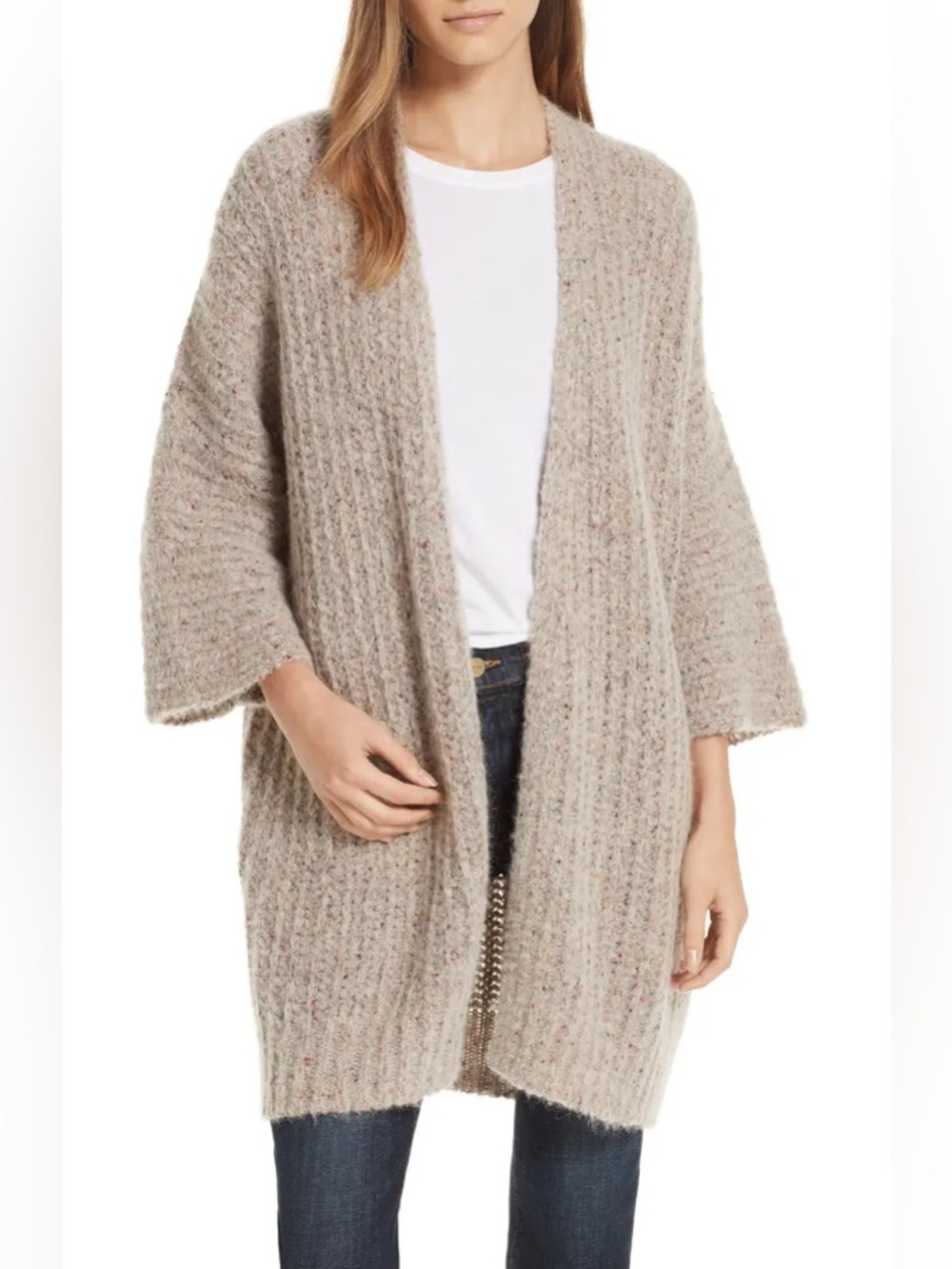 Brochu Walker Baby Alpaca and Wool Noor Cadigan Sweater - Size XS - Beige